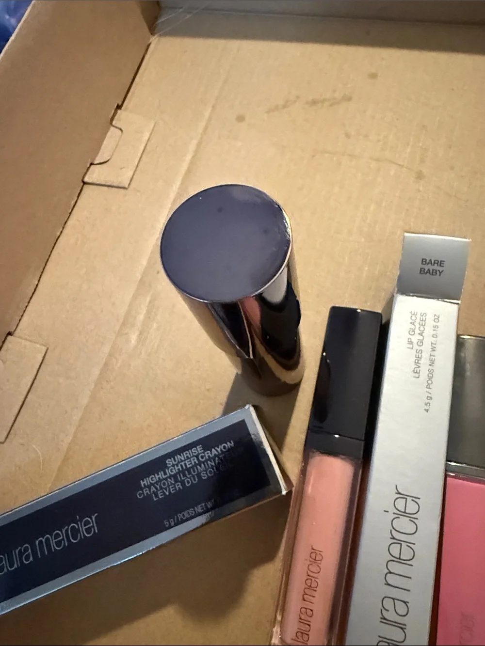 laura mercier Pink and Peach Lip Gloss Duo with Champagne Highlighter Stick